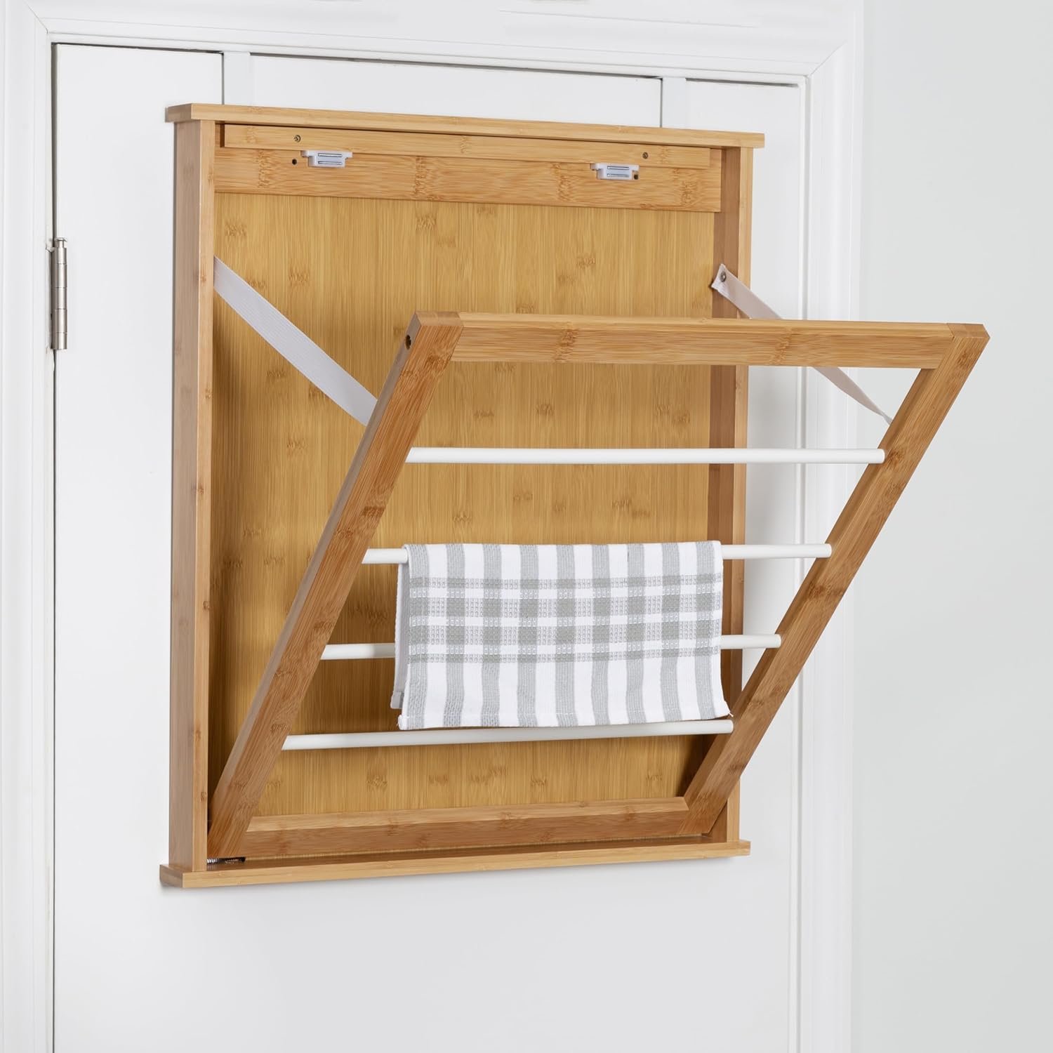 Honey-Can-Do Wall-Mounted Clothes Drying Rack, Bamboo, Collapsible, 23 in W x 27.25 in H - Image 3