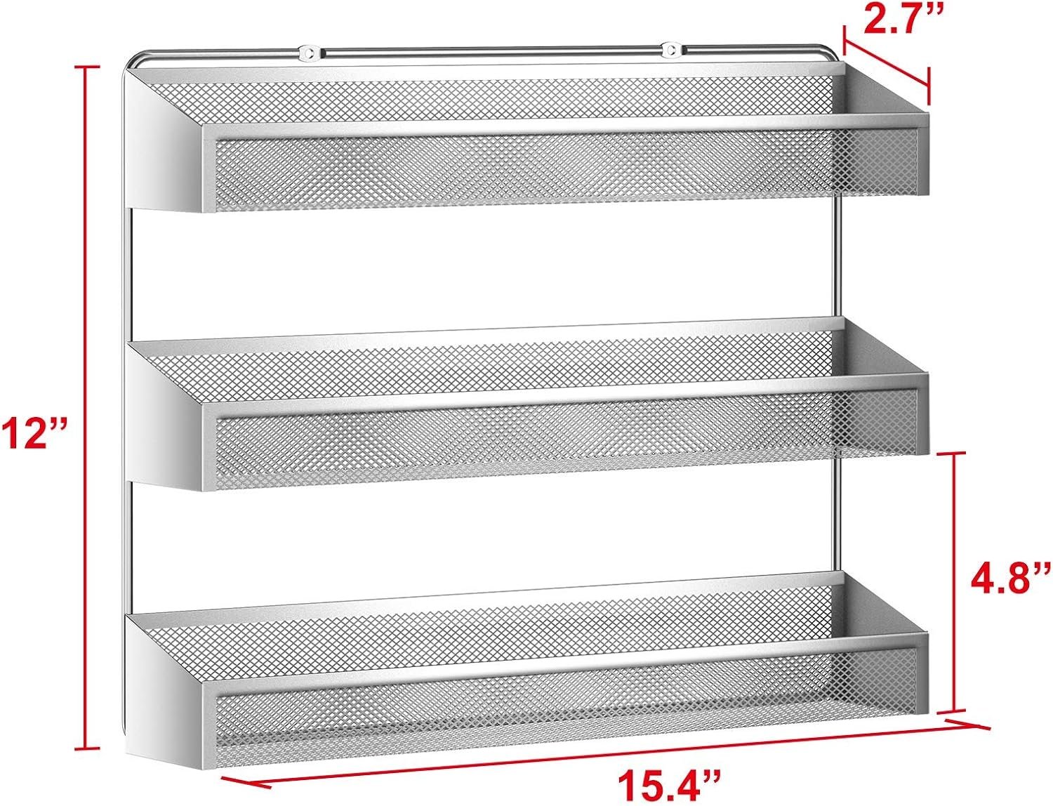 Auledio 2 Pack Spice Rack Organizer, 3 Tier Counter-top Stand or Wall Mounted Storage Rack Hanging Shelf for Kitchen Cabinet, Cupboard, Pantry Door or Bathroom Shower Cosmetic - Chrome - Image 8