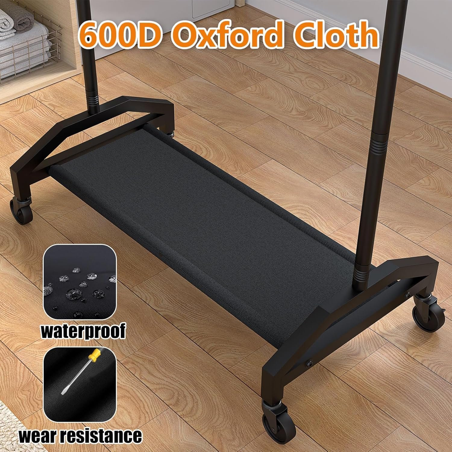 Clothes Rack Clothing Racks for Hanging Rolling Heavy Duty Coat Rack Drying Rack Clothing 200lbs Capacity 3" Industrial Wheels, 1" Pipe,Rolling Garment Rack Black - Image 8