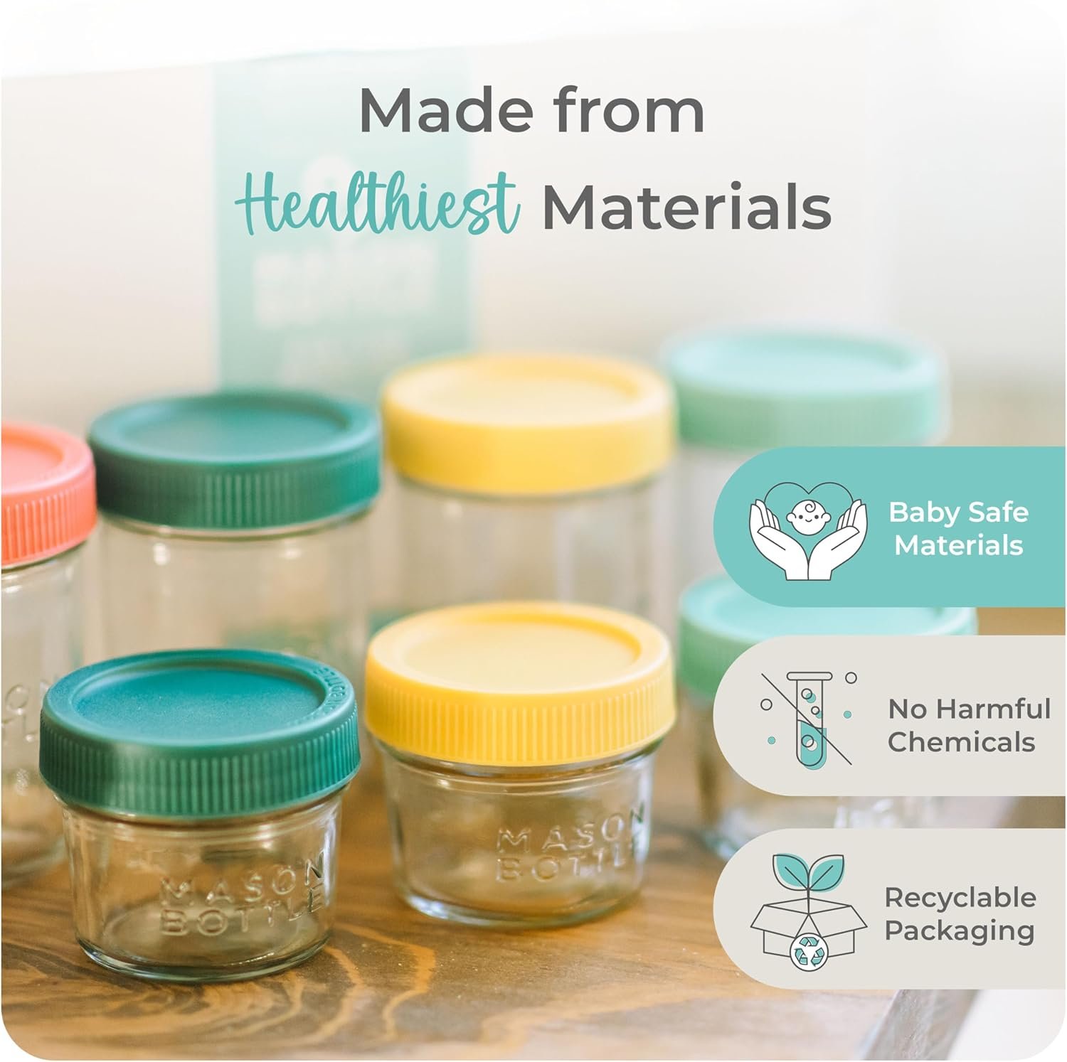 Mason Bottle 4oz Breast Milk Storage Jars (12-Pack) – Reusable Glass Baby Food Containers with Lid for Baby Formula & Breastmilk – Airtight, Stackable, Freezable - Image 4