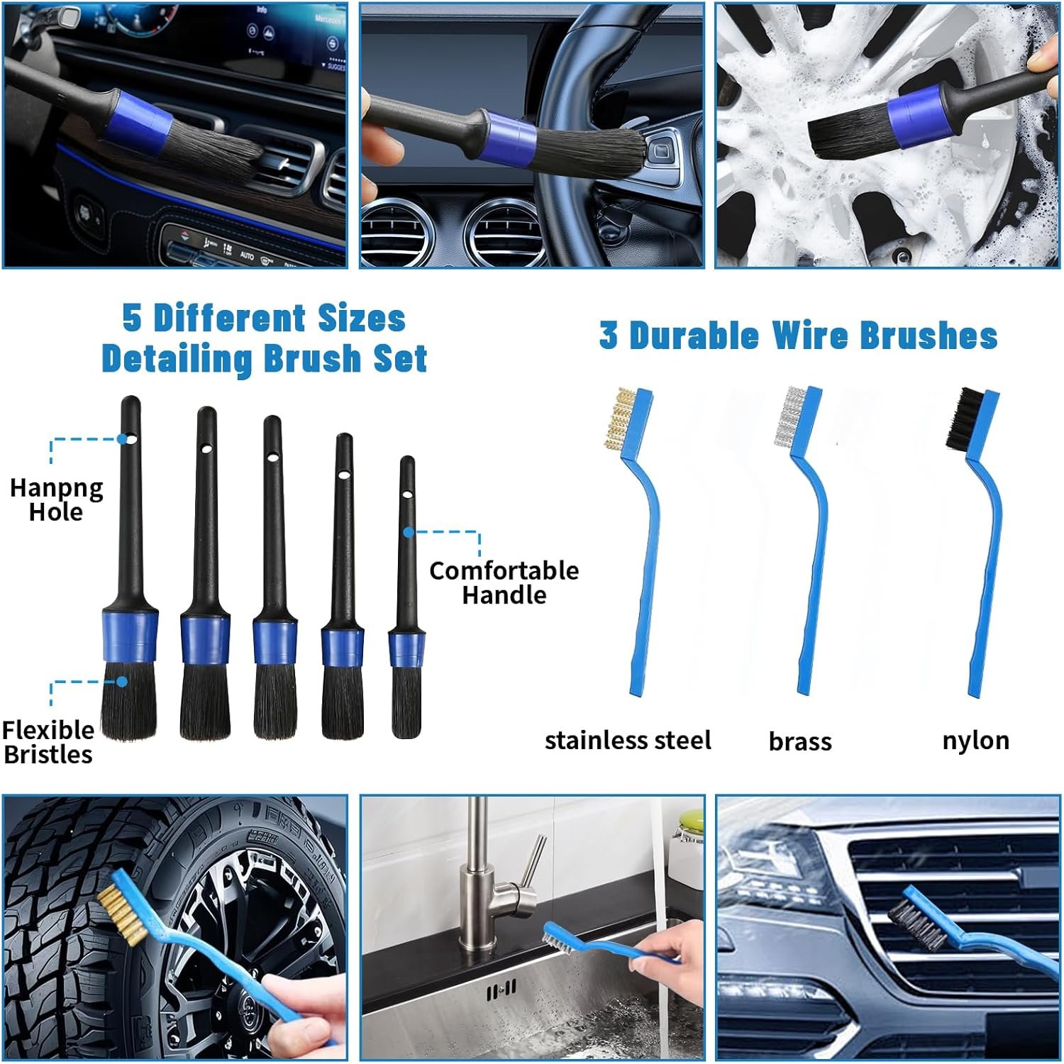 Car Detailing Kit,36pcs Car Detailing Brush Set,Car Cleaning Kit with Professional Car Detailing Brush Set,Auto Detailing Brush Set,Car Wash Kit,Car Detailing Kit Interior Exterior Wheels Cleaner - Image 5
