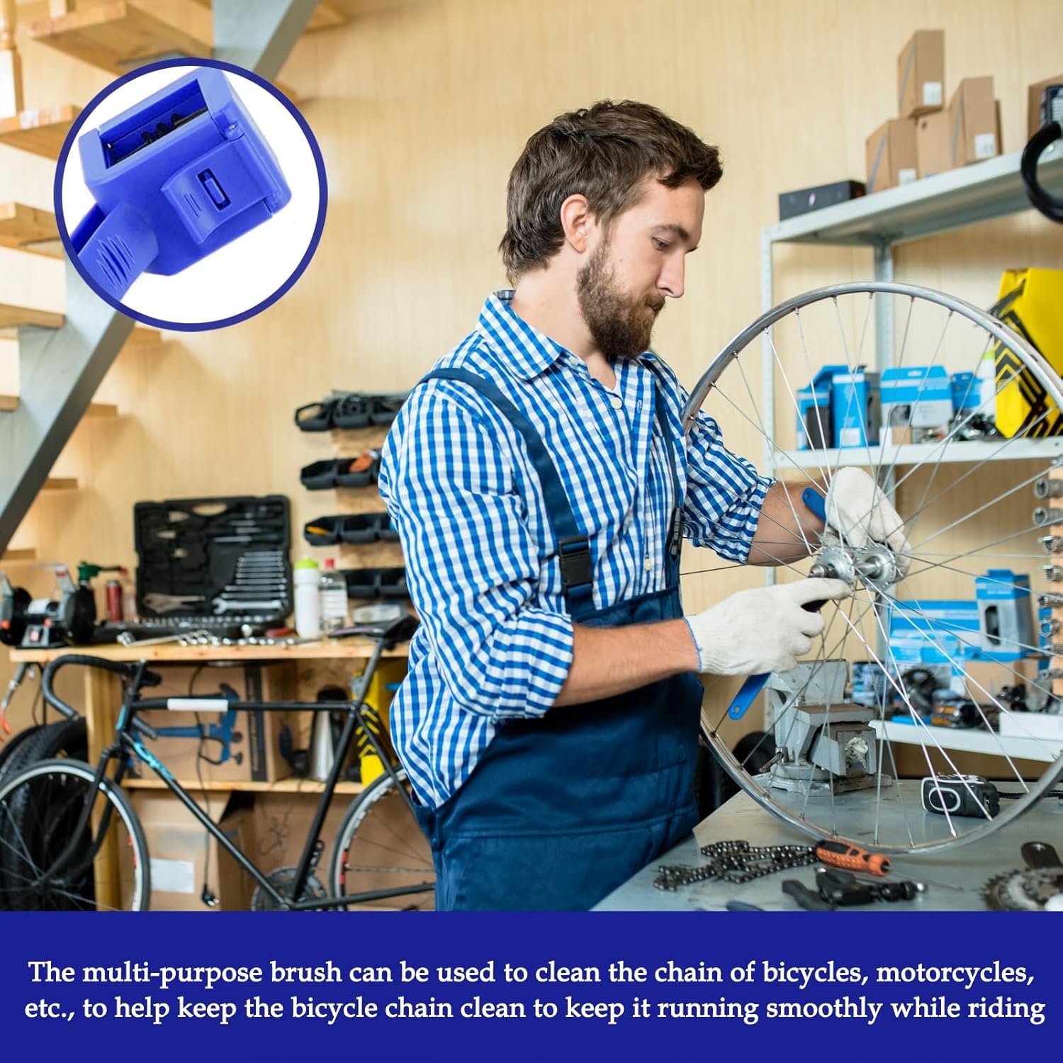 4-Sided Motorcycle Chain Brush: Bike Chain Cleaner Tool, Chain Scrubber for Dirt Bike Maintenance, Bicycle Gear Cleaning, Motorcycle Chain Cleaning Kit - Image 8