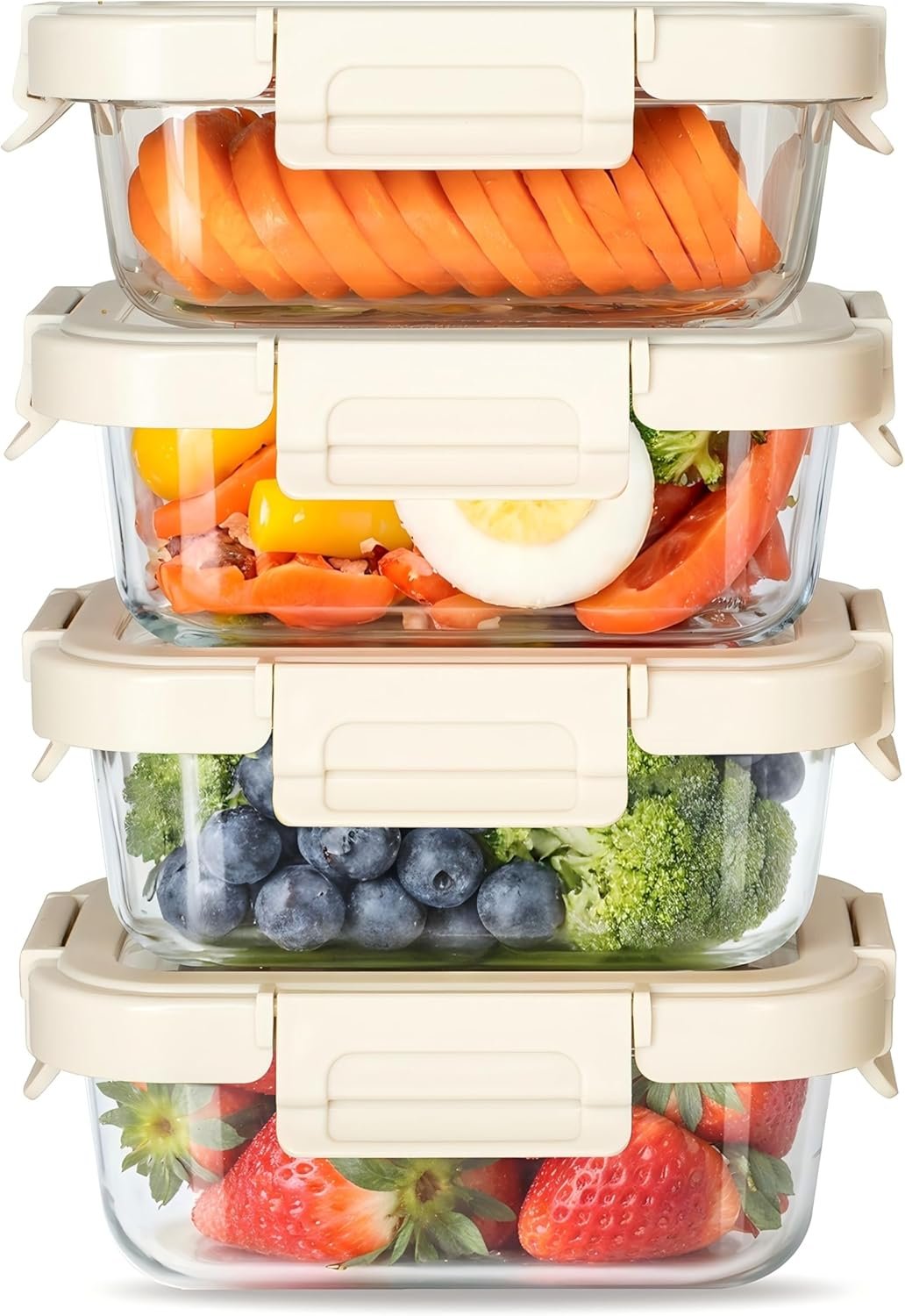 Simple Deluxe Food Meal Prep Containers with Exclusive Glass Lids, Glass Storage Containers with Lids, BPA-Free, Glass Lunch Boxes for Lunch, Pantry Organizers and Storage, Freezer to Oven Safe - Image 2
