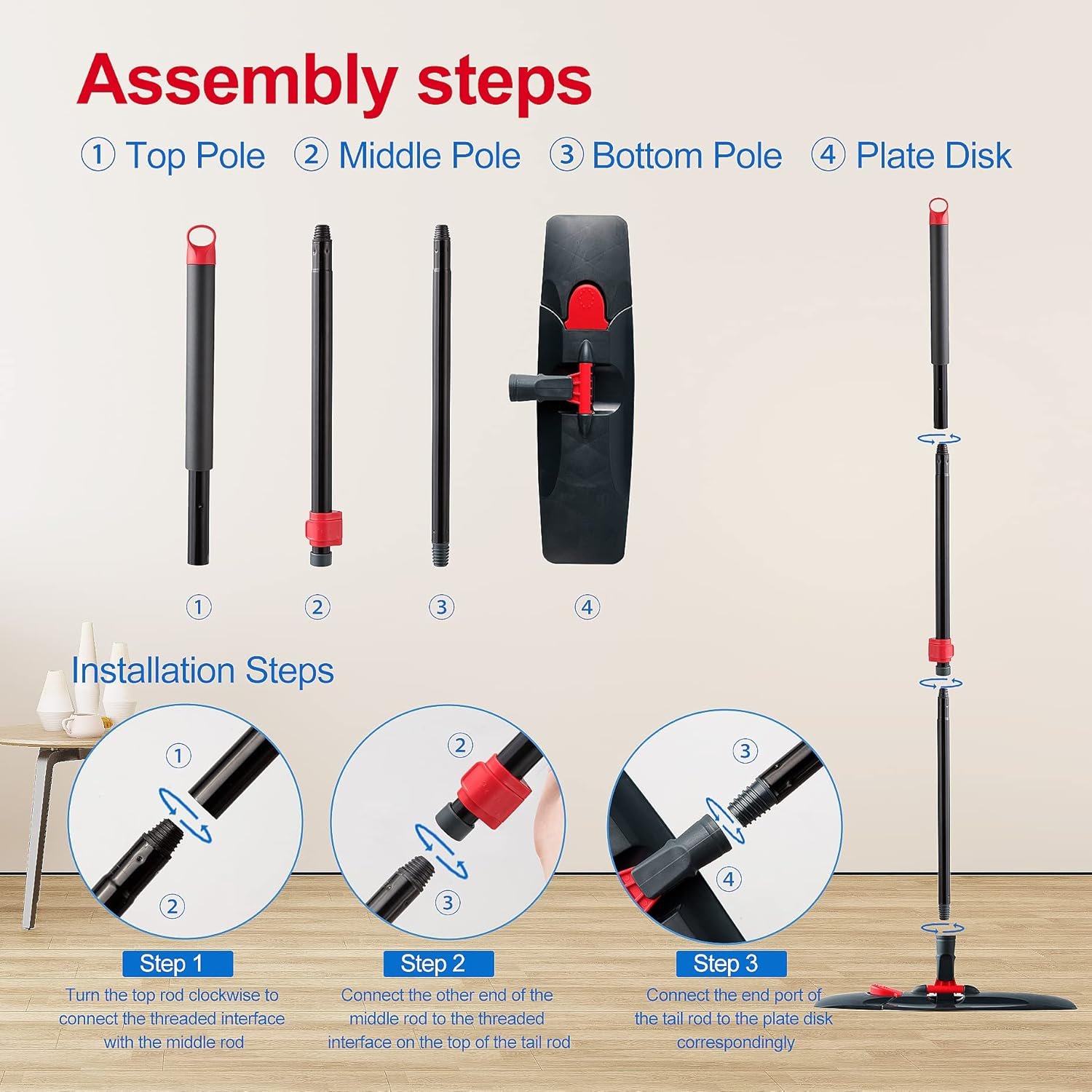 Dust Mop for Floor Cleaning Microfiber Professional Dry & Wet Flat Mops for Tile Floors with a Extra Chenille Refill Mopping Pad for Hardwood,Tile,Marble Floor - Image 9