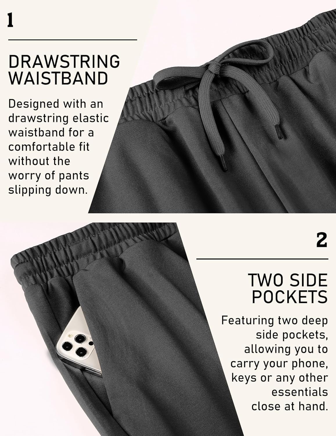 COOFANDY Men's Yoga Sweatpants Open Bottom Lightweight Sweat Pants Drawstring Athletic Lounge Pants with Pockets - Image 5