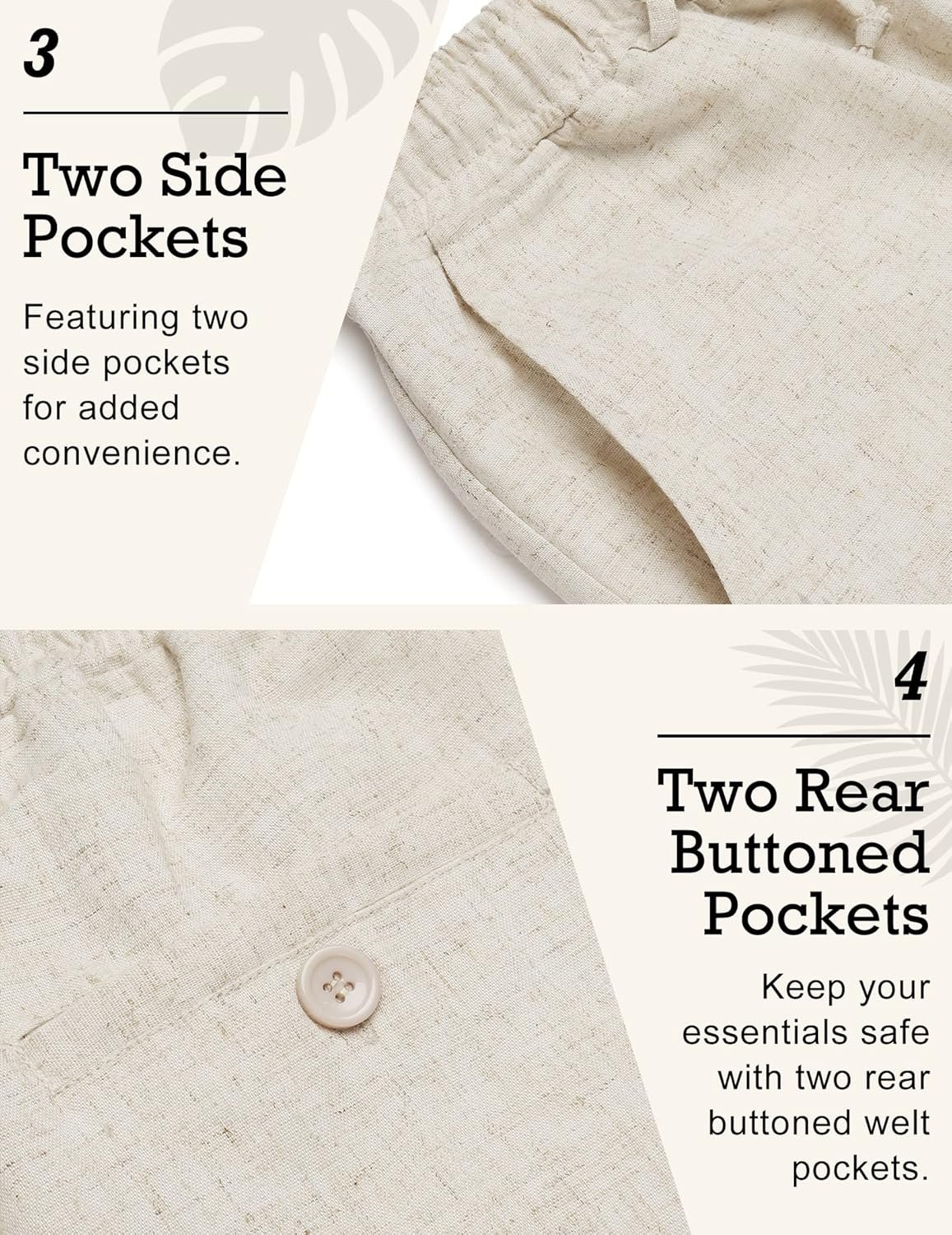 COOFANDY Men's Linen Pants Casual Beach Summer Pant Elastic Waist Drawstring Lightweight Trousers - Image 6