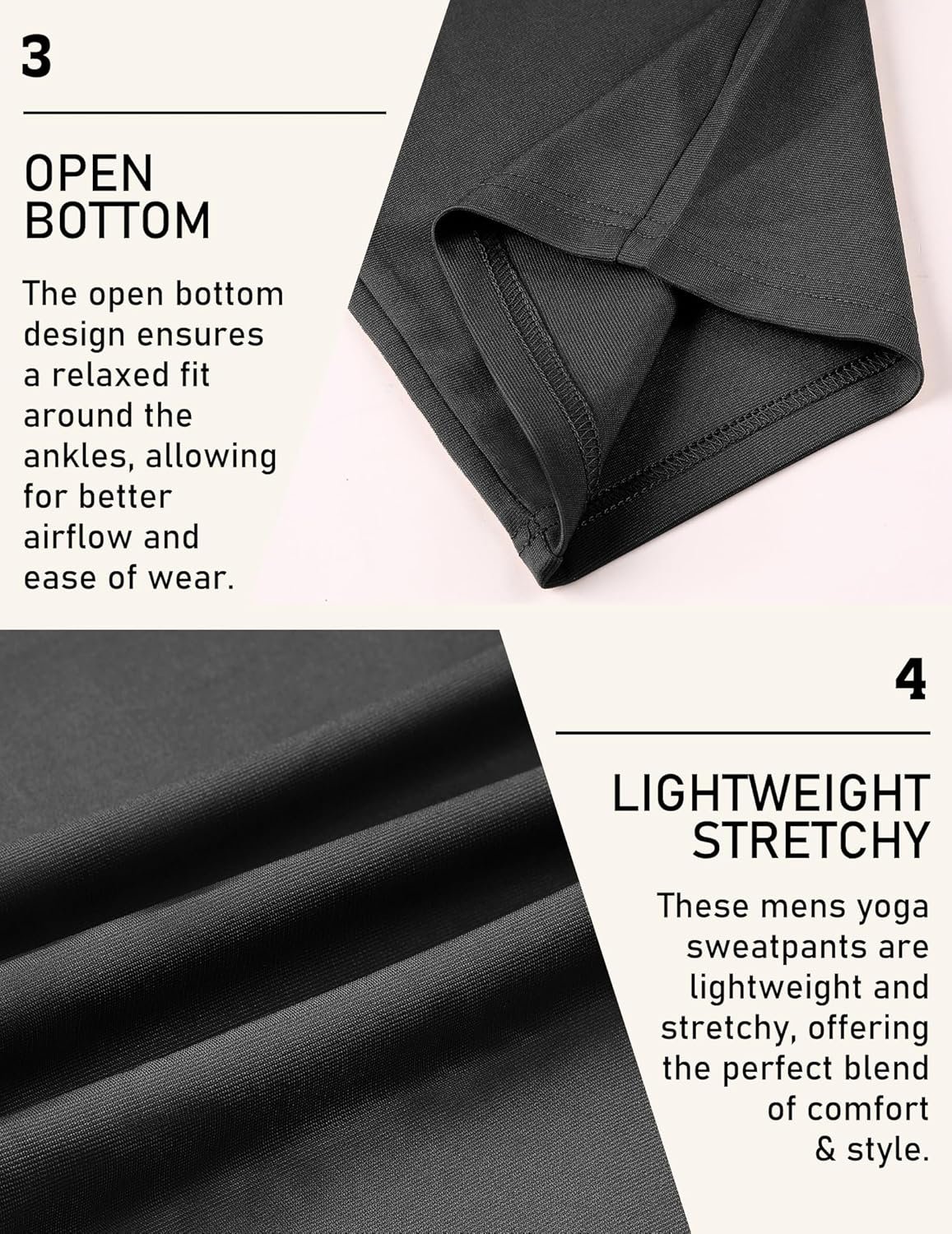 COOFANDY Men's Yoga Sweatpants Open Bottom Lightweight Sweat Pants Drawstring Athletic Lounge Pants with Pockets - Image 6