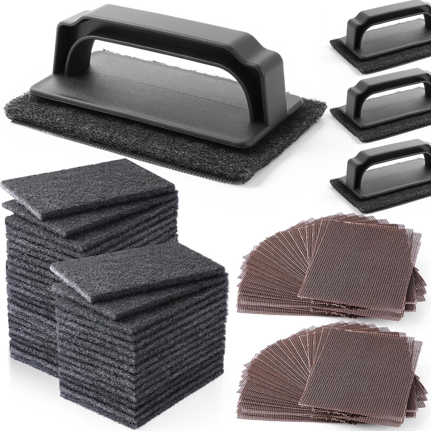 124 Pcs Griddle Cleaning Kit Screen Holder Grill Screens Cleaning Pads Heavy Duty Abrasive Mesh Pads for Flat Tops, Cast Iron, Stainless Steel Griddle Cleaner Accessories Bundle - Image 2