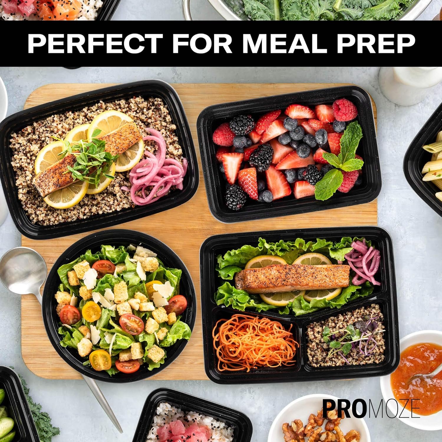 50-Pack Reusable Meal Prep Containers Microwave Safe Food Storage Containers with Lids, 28 oz - 1 Compartment Take Out Disposable Plastic Bento Lunch Box To Go, BPA Free - Dishwasher & Freezer Safe - Image 10