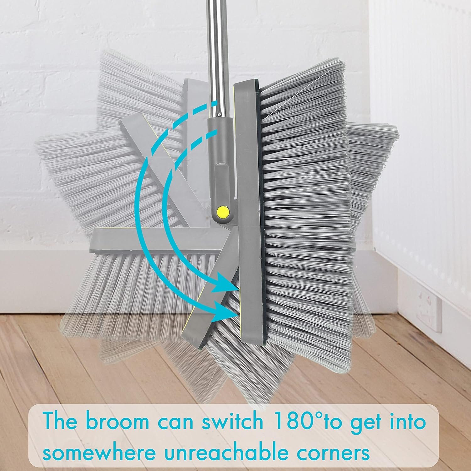 PHYEX 2-Pack Broom and Dustpan Combo Set, 48" Long Adjustable Handle Stand Up Dustpan with Self-Cleaning Teeth, Ideal for Home, Office, Kitchen, Indoor & Outdoor Use, Grey - Image 6