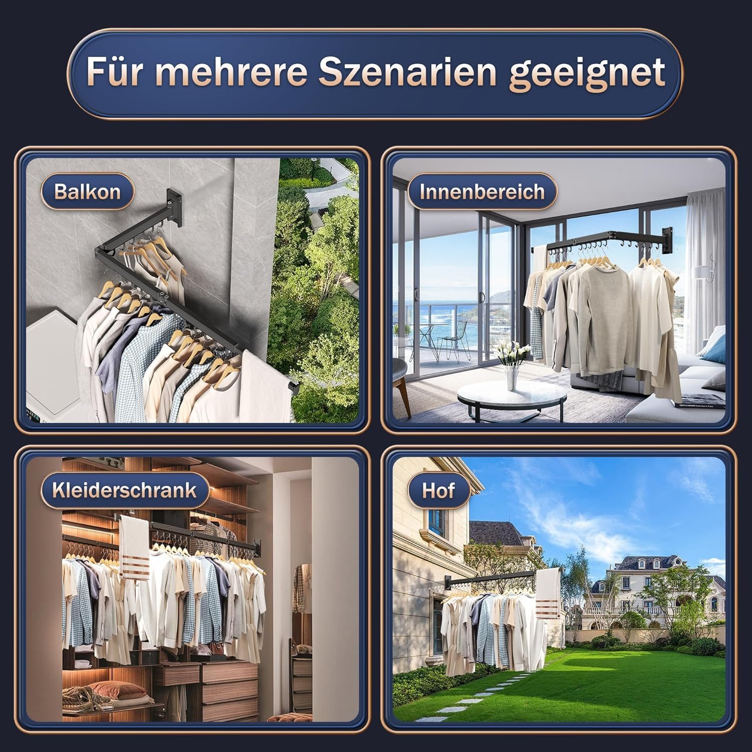 Wall Mounted Clothes Drying Rack, Collapsible Laundry Drying Rack, Retractable Foldable Drying Rack Clothing for Hanging Clothes - Image 9