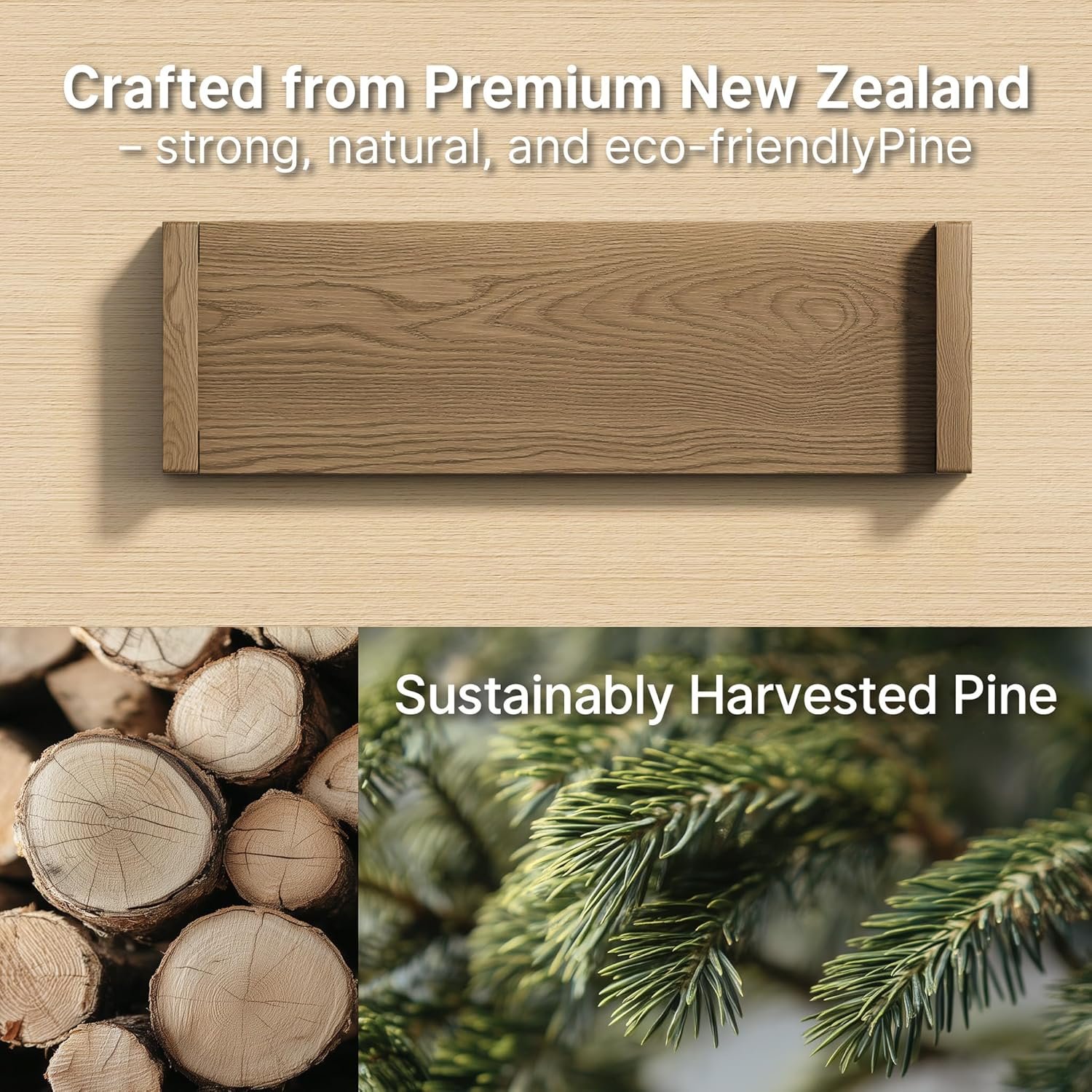 Vailando Floating Shelves for Wall, Set of 4 Solid Wood Wall Mounted Shelves, 16" Rustic Walnut Display Shelf for Bedroom, Living Room, Bathroom, Kitchen – Strong Load Capacity & Natural Pine - Image 7